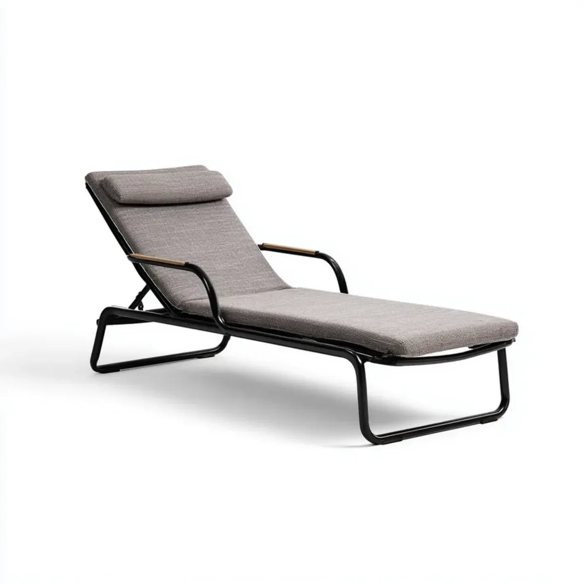 Bain de soleil inclinable rectangulaire gris en acier et polyester 195 x 65 x 88 cm
