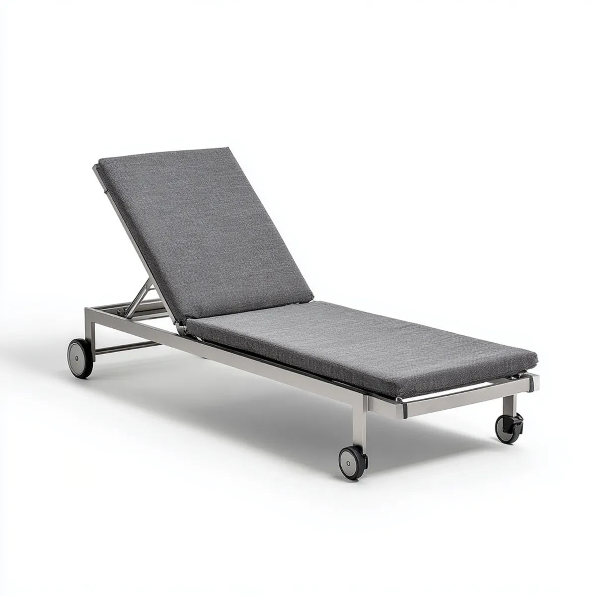 Bain de soleil à roulettes gris 200 x 65 x 35 cm en acier inoxydable et polyester