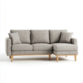 Canapé d’angle 3 places avec méridienne droite gris clair en polyester 230 x 150 x 85 cm