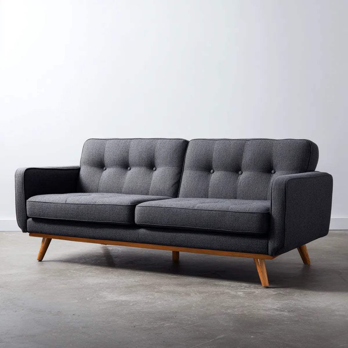 Canapé 2 places gris anthracite 160 x 82 x 84 cm en polyester avec pieds en bois massif