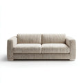 Canapé 2 places droit beige en polyester côtelé 160 x 90 x 85 cm