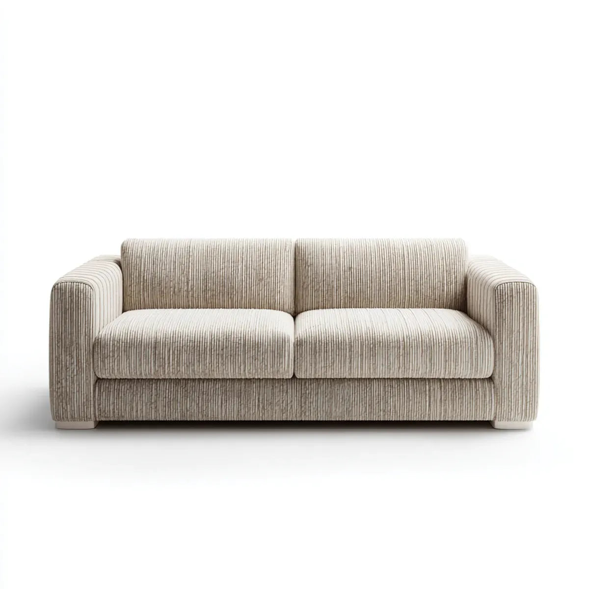Canapé 2 places droit beige en polyester côtelé 160 x 90 x 85 cm