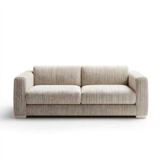 Canapé 2 places droit beige en polyester côtelé 160 x 90 x 85 cm