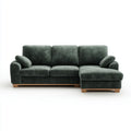 Canapé d’angle droit 3 places vert foncé en velours polyester 280 x 160 cm