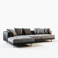 Canapé d'angle gauche 4 places gris anthracite et noir 290 x 170 cm en polyester et similicuir PU