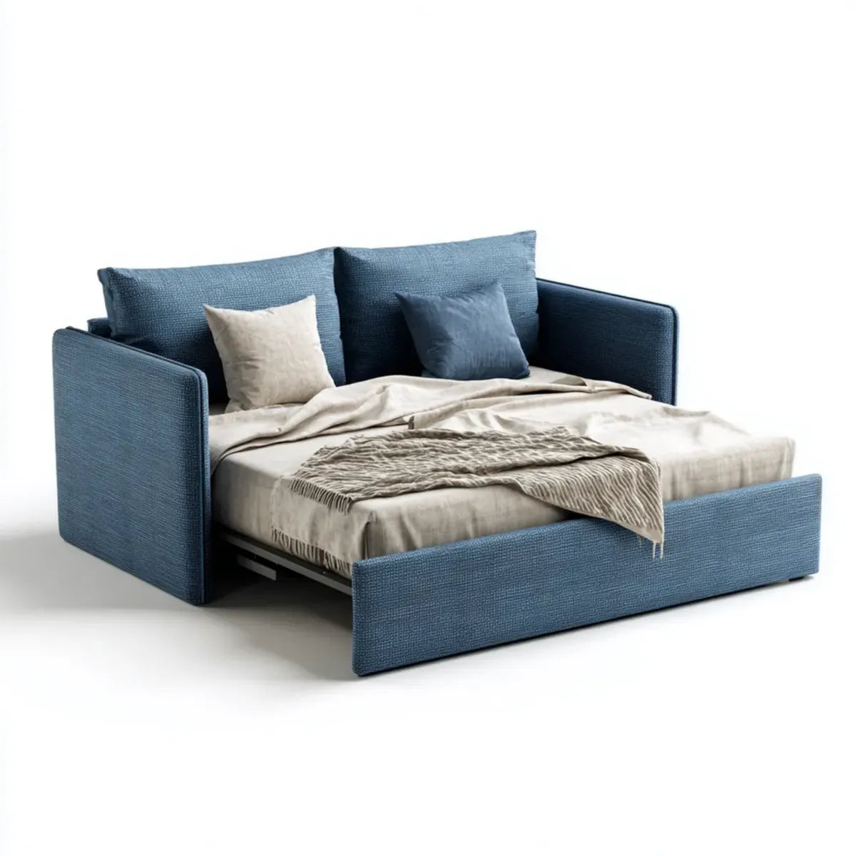 Canapé-lit 2 places bleu en polyester rectangulaire 168 x 95 x 85 cm couchage 140 x 200 cm