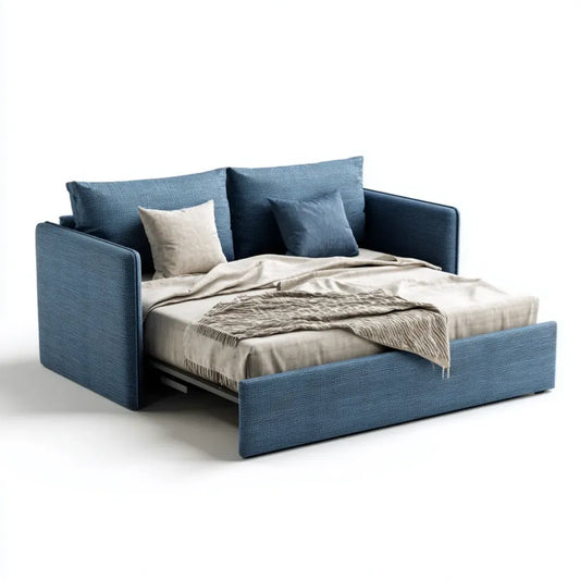 Canapé-lit 2 places bleu en polyester rectangulaire 168 x 95 x 85 cm couchage 140 x 200 cm