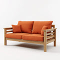 Canapé de jardin 2 places orange en bois massif d’acacia rectangulaire 150 x 80 x 78 cm