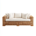Canapé de jardin 3 places beige en rotin tressé 220 x 90 x 75 cm rectangulaire